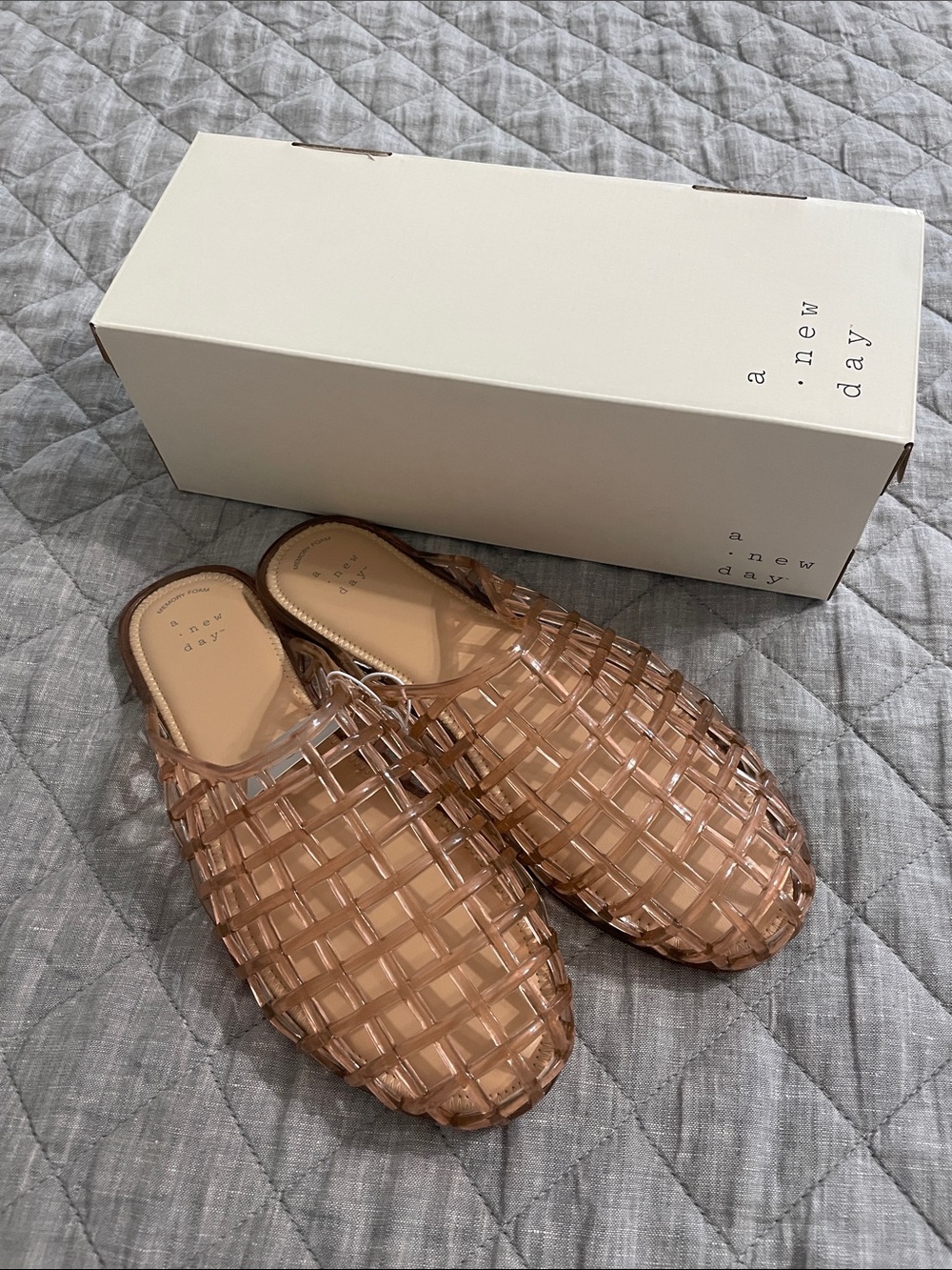 a new day Pink Transparent Luciana Flat Jelly Slide Mules